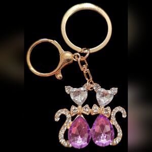 Purple Cat Keychain